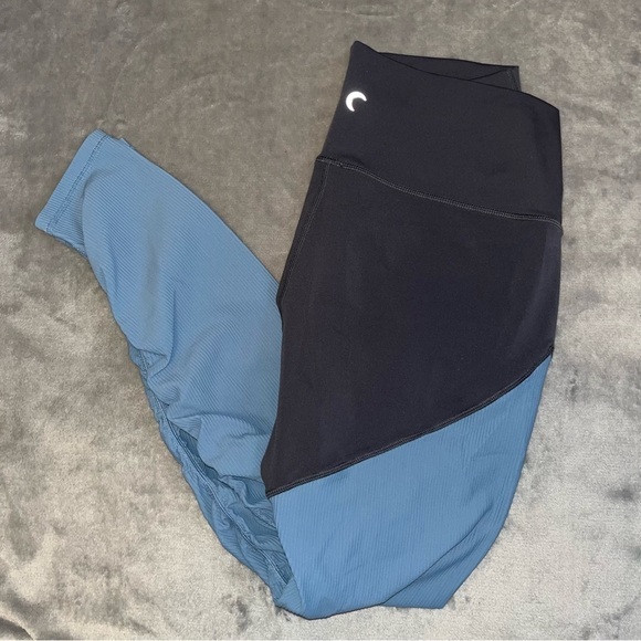Zyia Active Storm Parallel Luxe High Rise Leggings Blue Ruched Women’s Size 8/10 - Picture 1 of 9